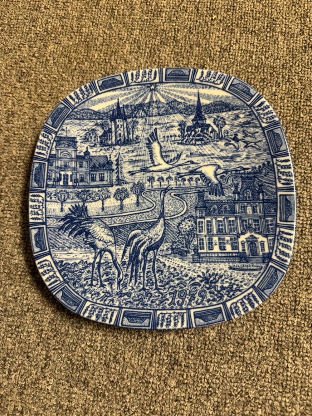 Rorstrand Blue and White Decorative Collector Plate - 1979 Motif